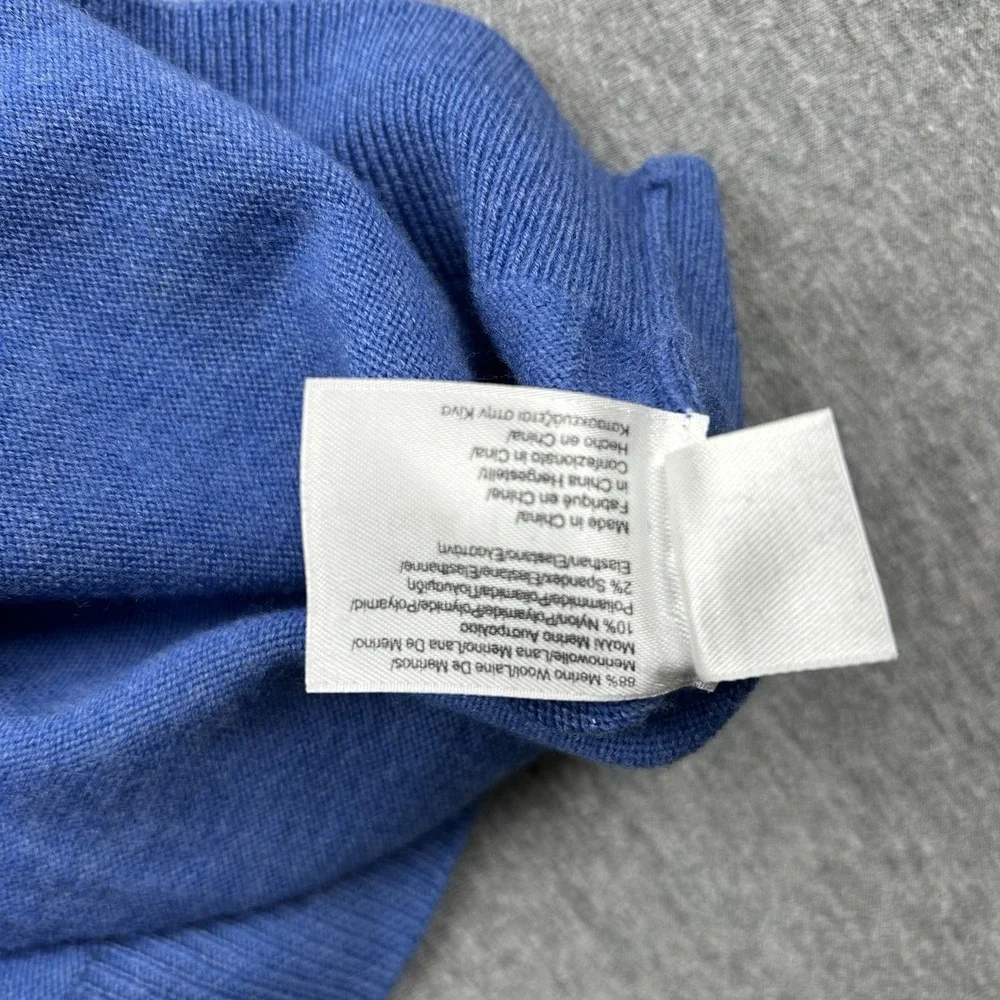 Brooks Brothers 346 Merino Wool Blend Mens Large Blue VNeck Sweater Long Sleeve - Picture 9 of 11